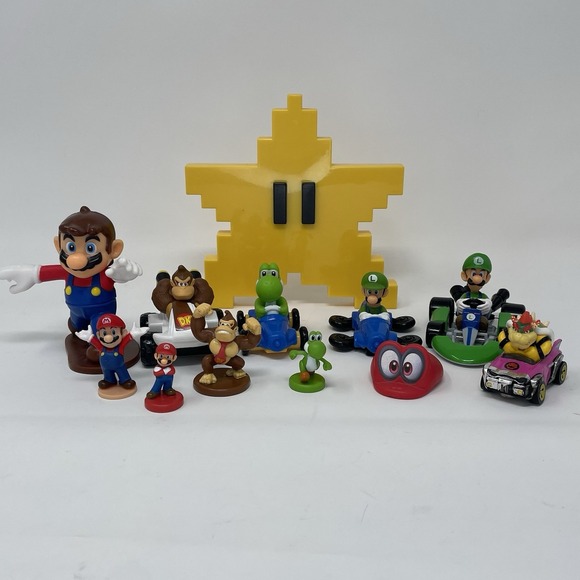 Hot Wheels Other - Hot Wheels McDonalds Mario Kart Donkey Kong Racers Figure Lot 12 Bowzer Badwagon